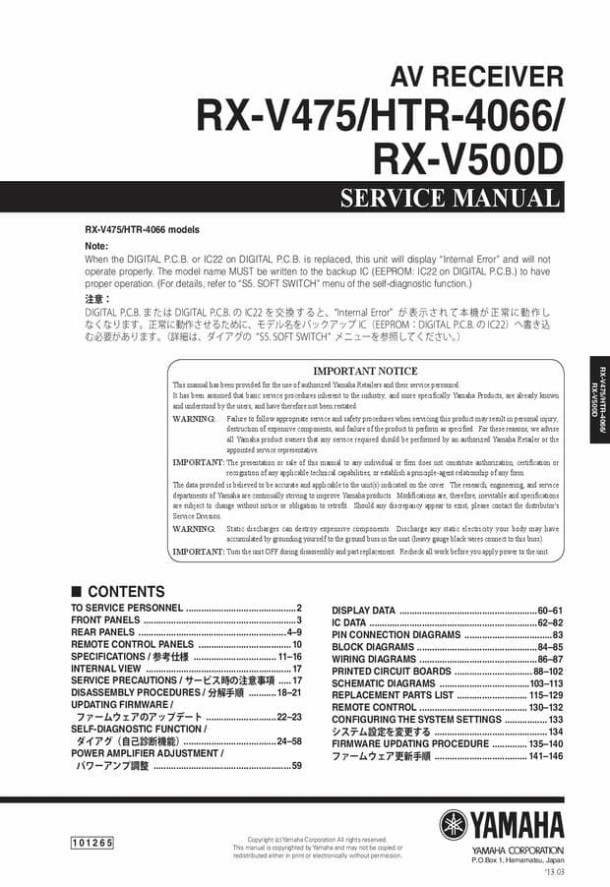 RX-V475, HTR-4066, RX-V500D